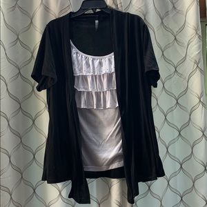 Allie & Rob one pc top with white studded ruffles